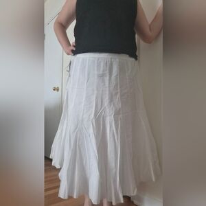 Focus Lifestyle Pleated Lined 100% Cotton Midi Skirt White Size 22W